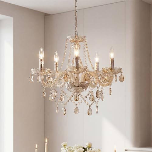 Saint Mossi 5 Light Modern K9 Crystal Chandelier for Dining Room, Pendant Ceiling Lighting Fixture...