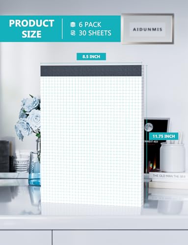 Graph Papers Pads 8.5 x11 Grid Paper Notebook 8.5 x 11 Graph Paper Notebook 8.5 x 11 Blue Quad Rule 4x4 Graph Paper 6 Pack Graphing Paper Notepad Grid Paper Pad 8.5x11 Square Paper image 4