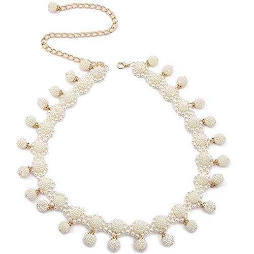 Fashion Imitation Pearl Belt, Dress Belt, Belly Dance Waist Decoration for Women Wedding Party Girl Waist Chain