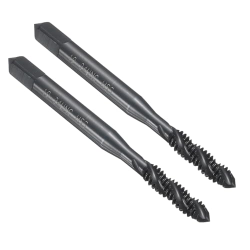 uxcell 2pcs Spiral Flute Thread Taps 10-24 UNC H2 Machine Threading Tap Bit, Nitrided Coated Screw Tapping Repair Tool, M2 High-Speed Steel (HSS6542)