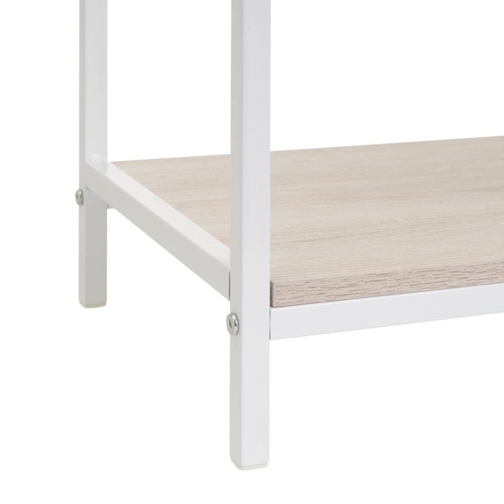 Consola recibidor Urban 2 cajones de metal y madera blanco de 80x30x75 cm | Mueble auxiliar estrecho con 2 cajones y una balda inferior de almacenaje. Para recibidor, entrada o salón