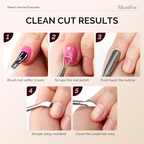 Image of Melodysusie 2Pcs Cuticle Pusher Set, with Dual-Ended Cuticle Pusher and Nail Polish Scraper, Stainless Steel Cuticle Remover Set, Pedicure Manicure Tools for Home Salon