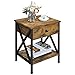 Yaheetech Mesita de Noche Idustrial 45x40x55,5cm Mesilla de Noche Madera Mesa Auxiliar con Cajones para Salón Salon de Estar Marrón Rústico