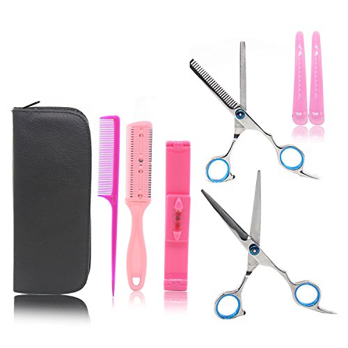 Xcellent Global Juego de Tijeras y Útiles de Peluquería Tijeras de Cabello Plana Fina Corta Tijeras de Corte de Barbero BT017 Cover