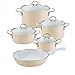 Produktbild Riess, 0558-038, Geschirr-Set 5-teilig, NOUVELLE, CAPPUCCINO, bestehend aus: Fleischtopf mit Glasdeckel 16, 20, 24 cm, Kasserolle mit Glasdeckel20 cm, Emaille Pfanne 28 cm