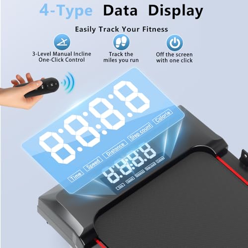 Image of Walking Pad Treadmill with Incline 8% & Decline -1.5% 4 Level, Under Desk Treadmill for Home, 2.5HP Quiet BLDC EvoDrive Portable Walking Pad with Remote Control, Led Display