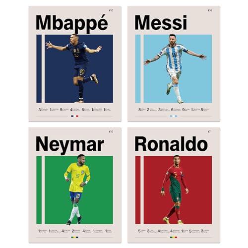 HTTDSLF Affiche de football 8x10 pouces Impression, Poster mural A4 de Football Sport pour Chambre, Sports Décoration chambre garçon Art mural, sans cadre