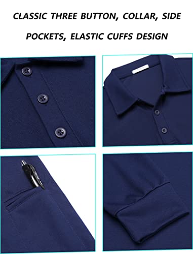 Image of Deyeek Men's Polo Shirts Long Sleeve Golf Polo Shirts for Men Quick Dry UPF 50+ Sun Protection Polos Casual Collared Shirts