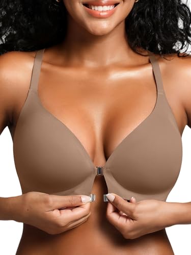Image of Racerback Bras with Metal Magnetic Front Closure - S-XL Wireless for Women No Underwire Seamless Supportive Bralettes
