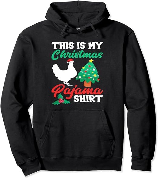 This is My Christmas Pajama shirt Christmas Celebration With Christmas Tree Unisex Black Pullover Hoodie