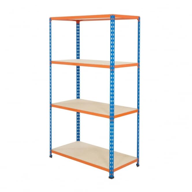 BiGDUG Garage Shelving Units 4 Tier 1600m Blue & Orange Racking (1600h x 610w x 455d mm)