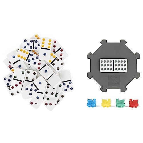 Double 15 Color Dot Dominoes in a Collectors Tin (Styles Will Vary) by Cardinal Industries