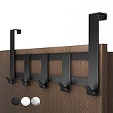 Menz Appendiabiti da porta, 5 ganci, nero, da appendere, estremamente resistente - appendini da porta, ganci appendiabiti da porta, appendi abiti per porte