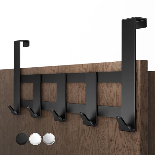Menz Appendiabiti da porta, 5 ganci, nero, da appendere, estremamente resistente - appendini da porta, ganci appendiabiti da porta, appendi abiti per porte