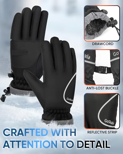 GoSkala Fahrradhandschuhe Herren Winter, Laufhandschuhe mit Touchscreen & Winddicht und rutschfest, Sporthandschuhe für Outdoor-Aktivitätenwie Arbeiten, Autofahren, Skifahren, Radfahren