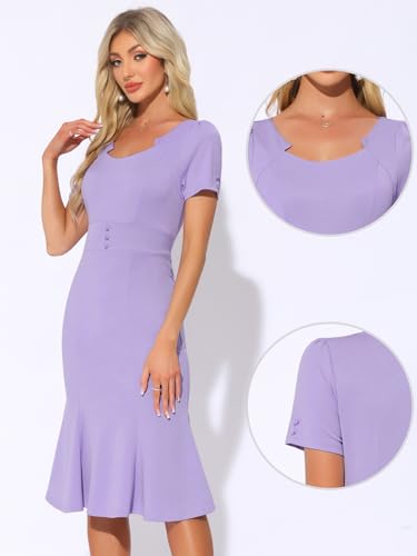 Image of Allegra K Vintage 50s Dress for Women's Retro Cocktail Work Mermaid Midi Dress