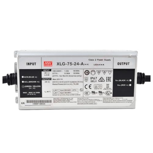 Pilote de LED XLG-75-24-A IP67 étanche Mean Well tension constante 75W