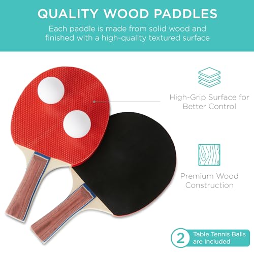 Best Choice Products Tragbares Tischtennis-Set mit 2 Paddeln, 2 Bälle, Netz, Tragetasche, verstellbare Füße, 1,8 x 0,9 m – Bild 8