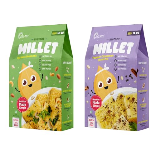 Belmix Combo of Instant Millet Dry Nuts Dhokla Mix and Instant Millet Pepper Cinnamon Dhokla Mix | Size : 225g+225g (B0DBQNQ29N) Amazon Price History, Amazon Price Tracker