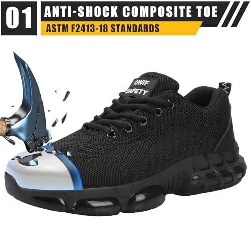 Image of OWIF Steel Toe Work Shoes for Men Women Comfortable Lightweight Safety Composite Toe Construction Walking Shoe