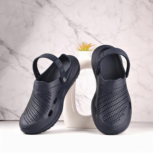 Image of Impakto Men's Clogs | Lightweight & Breathable EVA Waterproof Slip-Ons for Beach, Pool, Walking & Casual Use | Stylish and Skid Resistant with Backstrap | Quick Dry & Soft Cushioned Comfortable Mules