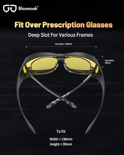 Bloomoak Fit Over Night Driving Glasses - Wear Over Prescription Glasses- for Men Women/Polarized/Anti Glare…4