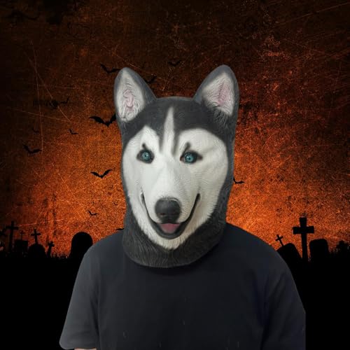 Colcolo Hundekostüm-Maske, Halloween-Latex-Maske, realistische Gruselmaske, Hunde-Cosplay-Requisiten für Cosplay-Neuheiten, Festivals, Kostümpartys, Heiser
