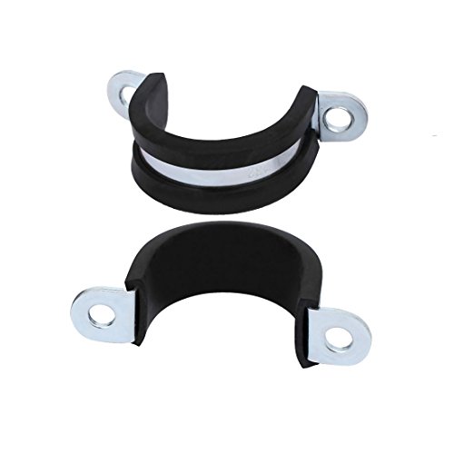 Aexit M32 EPDM Clamps Rubber Lined U Shaped Pipe Tube Strap Clamps Clips Strap Clamps Fasteners 2pcs