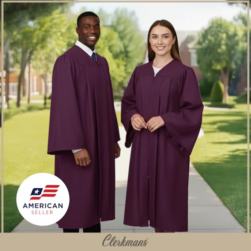 Image of CLERKMANS Unisex Adult Matte Graduation Gown, Choir Robe