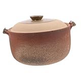 BESTYASH Cocotte en Terre Cuite 2,5l avec Poignée Pot à Cuisson Polyvalent Isolation Thermique pour Mijotage Soupe Bouillie Usage Familial Maison Cuisine