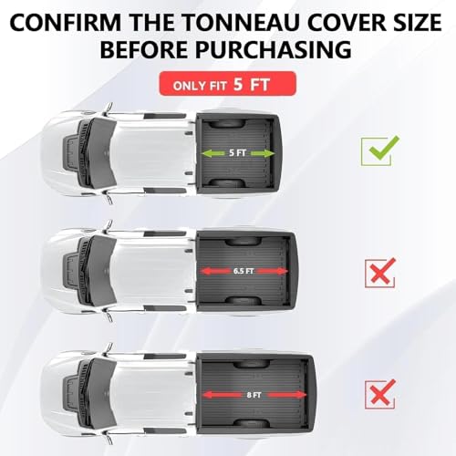 Image of Soft Tri-Fold Truck Bed Tonneau Cover fits 2019-2026 Ford Ranger 5' 1 inch (61 inch) Bed Durable & Waterproof Vinyl, No Drilling Required, Privacy Protection & Locking | Not fit Cargo Management Rails