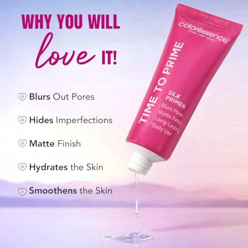 Image of Coloressence Time to Prime Silk Primer, 30ml | Blurs Pores | For All Skin Types | Matte Finish | Long Lasting | Enriched with Vitamin E & Wheatgerm Oil Extracts