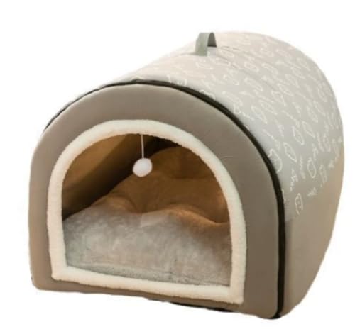 Sailozai犬小屋冬季保温、取り外し可能、犬猫小屋、ペット用品、快適な住宅室内用、ドーム型温もり取り外し可能ふわふわ滑り止め、クッション付き (グレー,L)