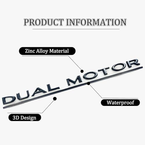Image of Metal Dual Motor Emblem Badge 3D Letters Sticker Compatible with Tesla Model 3 /Y /X /S Accessories (Matte Black)
