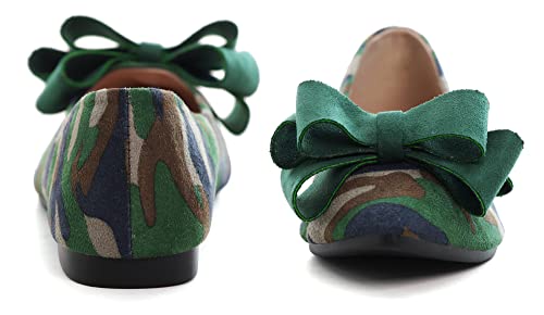 Image of SAILING LU Womens Bowknot Ballet Flats Pointy Toe Suede