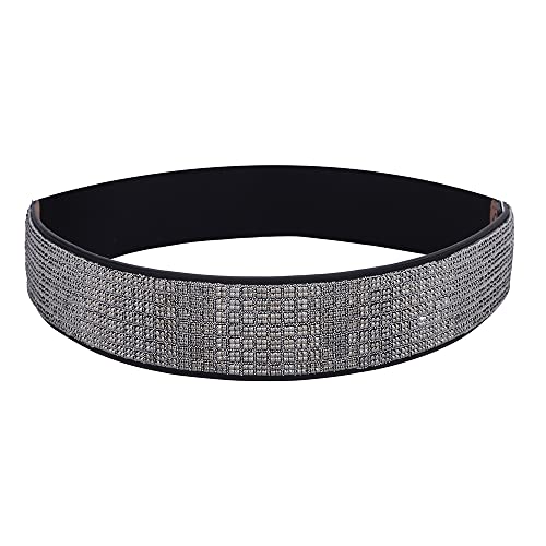 Wiwpar Stretchy Silver Belts for Women Dress Bling Rhinestone Shiny Elastic Wide Waist Belt for Women Ladies Girls (Style2)4