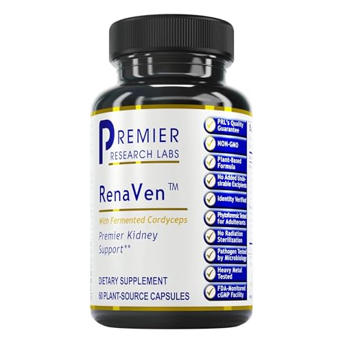 Premier Research Labs RenaVen - Kidney Support for Cleanse Detox and Repair Support Kidney Function and Urinary Health with Fermented Cordyceps - 60 Plant-Source Capsules