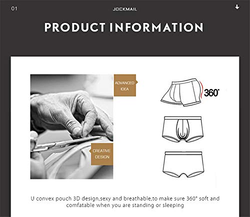 Jockmail Men Underwear Boxer Sexy Bulge Front + Back Buttocks Double Removable Push Up Cup (Xxl, Black) #TOP7