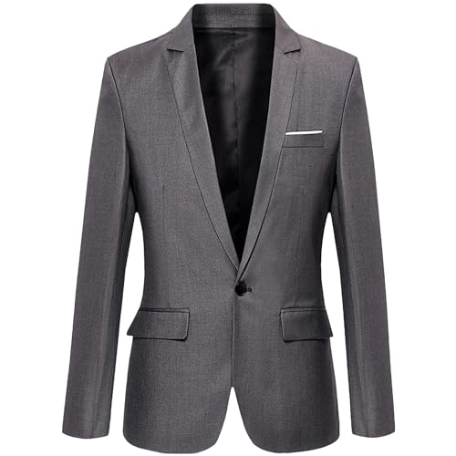 Men's Casual Blazer Jackets One Button Lightweight Suit Jacket Business Daily Slim Fit Suit Coat