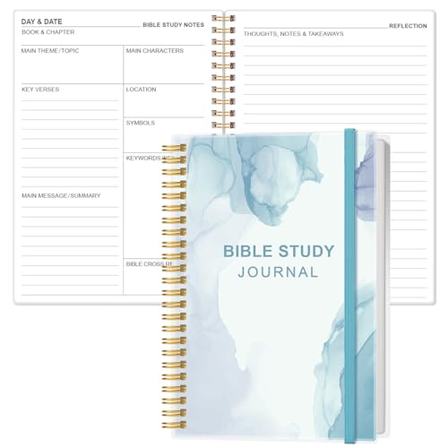 Heveboik Bible Study Journal – Church Notes Notebooks – Note Taking & Journaling Kit, 5.8' x 8.5', Watercolor Blue