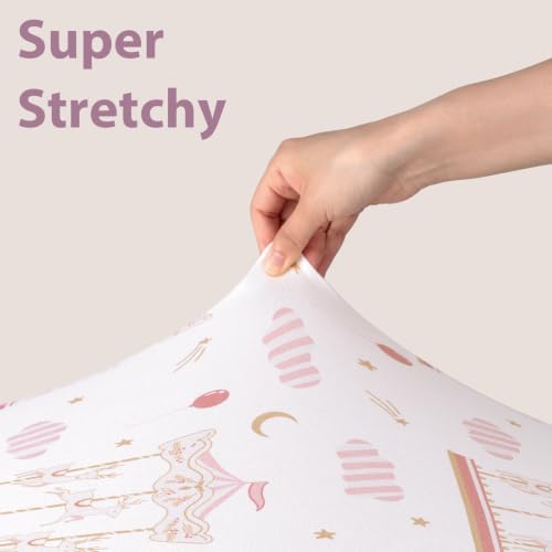 Image of Baby Mini Crib Sheets Girl, Portable 38 inchx26 inch Pack and Play Sheets Fitted for Playard and Pack N Play Mattress, 3-Pack Soft Microfiber Pink Ballet