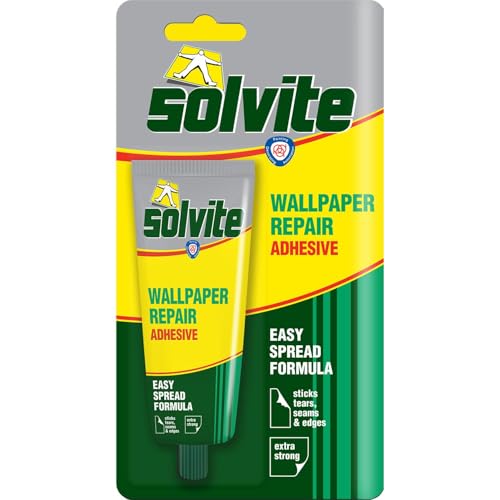 Solvite Wallpaper Repair Adhesive 56g - Easy-Spread Formula for Wallpaper Seam & Edge Repair, Ready-to-Use Tube, Strong Hold Glue for Lifting Corners & Peeling Edges