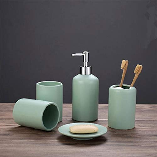 LYY Juego de Accesorios para baño?Conjunto baño ?5 Piezas de Accesorios de baño de cerámica ?Vaso para Cepillo de Dientes,jabonera? Botella de loción ?Taza de Enjuague bucal