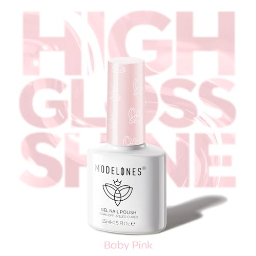 Image of modelones Baby Pink Gel Nail Polish 15ML, Hema Free Summer Pastel Soak-Off UV Gel Polish - 28+Days Long-Lasting Nail Art DIY Manicure Kit Home Salon Women Gifts