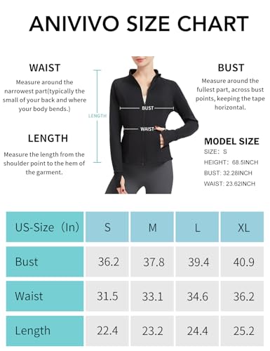 ANIVIVO Jaqueta feminina de corrida de lã, jaqueta esportiva quente com zíper para treino, ioga, aca