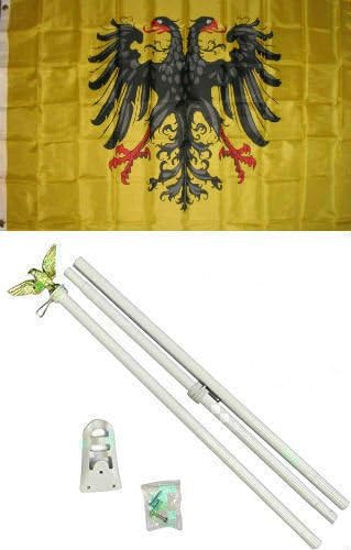 3x5 German 1st Reich Holy Roman Empire Germany Flag White Pole Kit Set PREMIUM Vivid Color and UV Fade BEST Garden Outdor Decor Resistant Canvas Header and polyester material FLAG