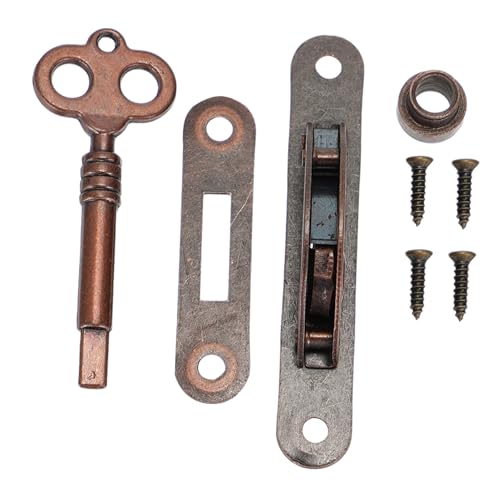 LOORGVEL Cerradura Vintage de Hierro para Muebles Diseño Semicircular Duradero con Llave y Tornillos para Cajas de Joyería Armarios y Gabinetes Antiguos