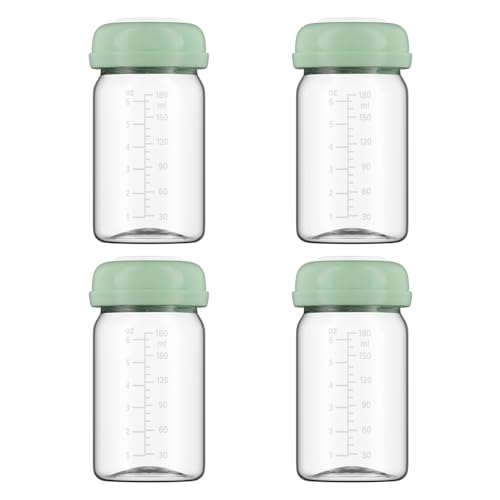 Image of Breastmilk Storage Bottles Collection Bottles, 6oz Wide-Neck Breast Milk Container Compatible for Spectra S1 S2 SG Motif Luna Breast Pumps, Fit for Momcozy Breast Milk Cooler & Fridge, 4 Packs