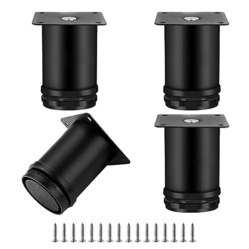 LYCXAMES Möbelfüße, 4 Stück runde Schrankfüße, 6cm verstellbare Möbelbeine, Edelstahl Sockelfüße Tischfuß für Stühle Tisch Schrank und Sofa Cover