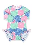 BesserBay Babybadkleding voor meisjes, beschermende kleding, uv-bescherming, zwempak, schattig Rash Guard zonwering, lange mouwen, sneldrogend, ademend, UPF 50+ 0-36 maanden, bloemen #9, 0-6 Maanden